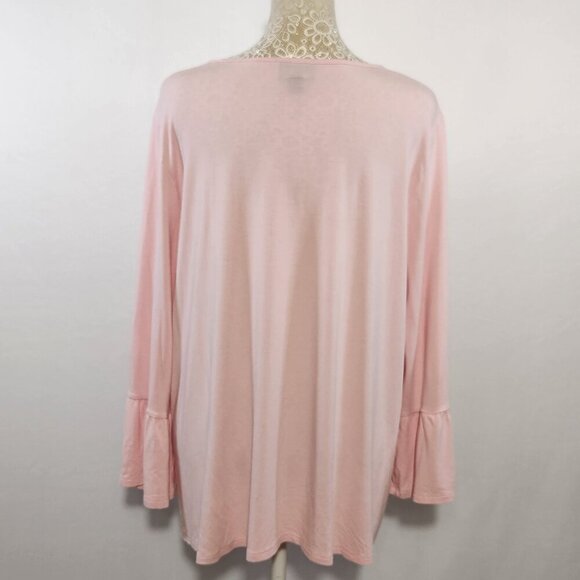 J Jill Wearever Collection Women SZ Large Pink Jersey Bell Sleeve Round Neck Top - Picture 10 of 14